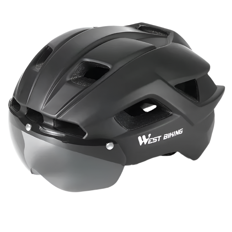 Ultralight Cycling Helmet with Magnetic Goggles LED Taillight Titanium-1