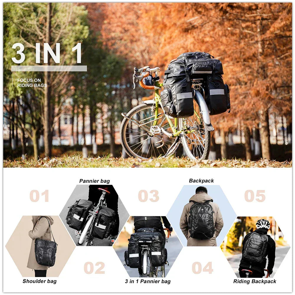 3-in-1 Bike Bag 65L Large Capacity Bicycle Rear Rack Pannier-2