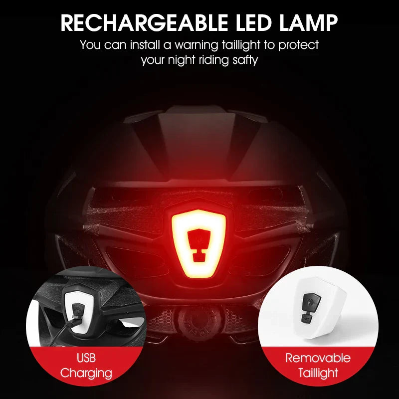 Ultralight Cycling Helmet with Magnetic Goggles LED Taillight Titanium-4