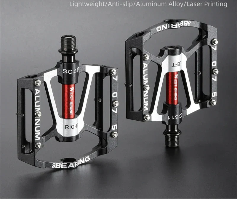 3-Bearing CNC Aluminum Bike Pedals Anti-Slip Black-2