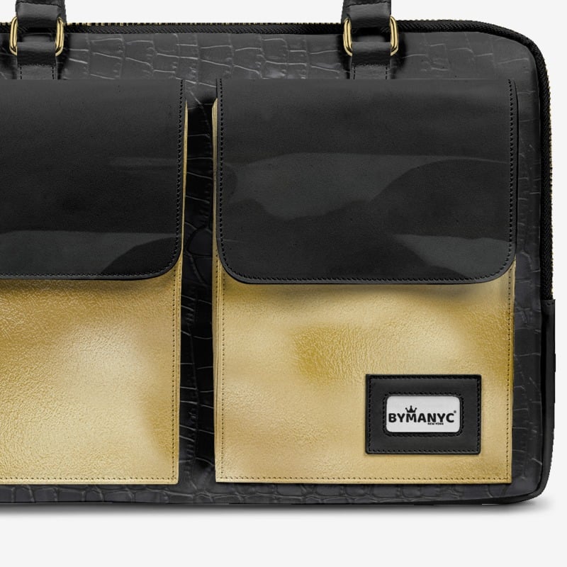 Vegan Designer Luxury Double Pocket Bag 16” | BYMANYC ® New York Elegant Edition-2