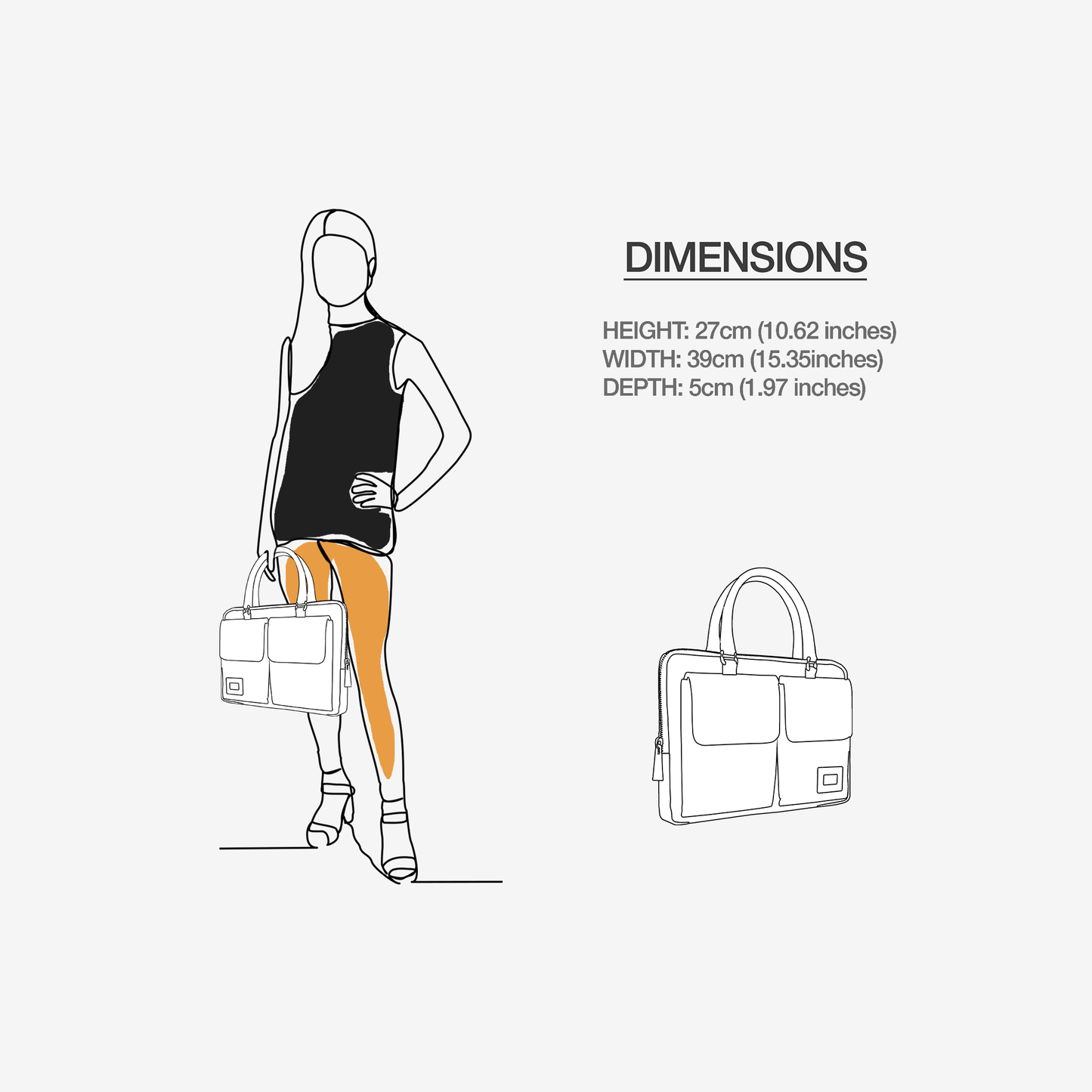 Vegan Designer Luxury Double Pocket Bag 16” | BYMANYC ® New York Elegant Edition-4