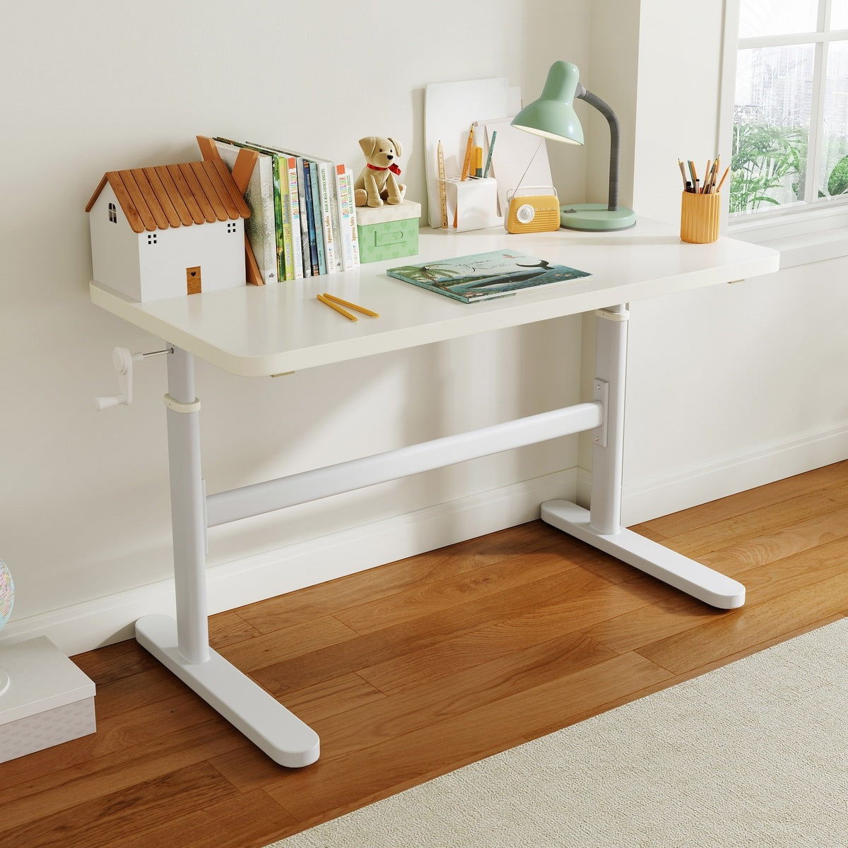 Adjustable Height Study Desk for Kids White 3-18 Years Old-3