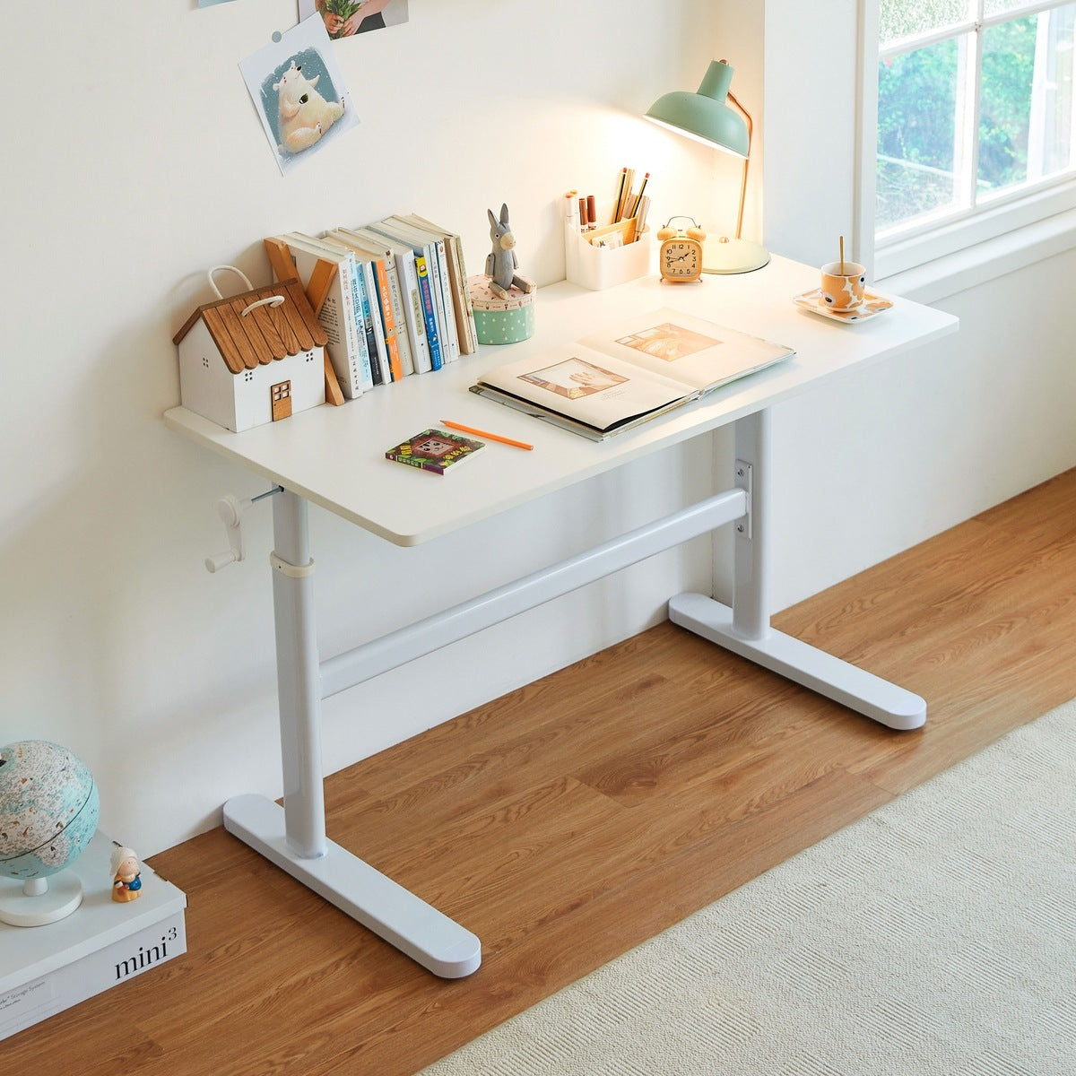 Adjustable Height Study Desk for Kids White 3-18 Years Old-4