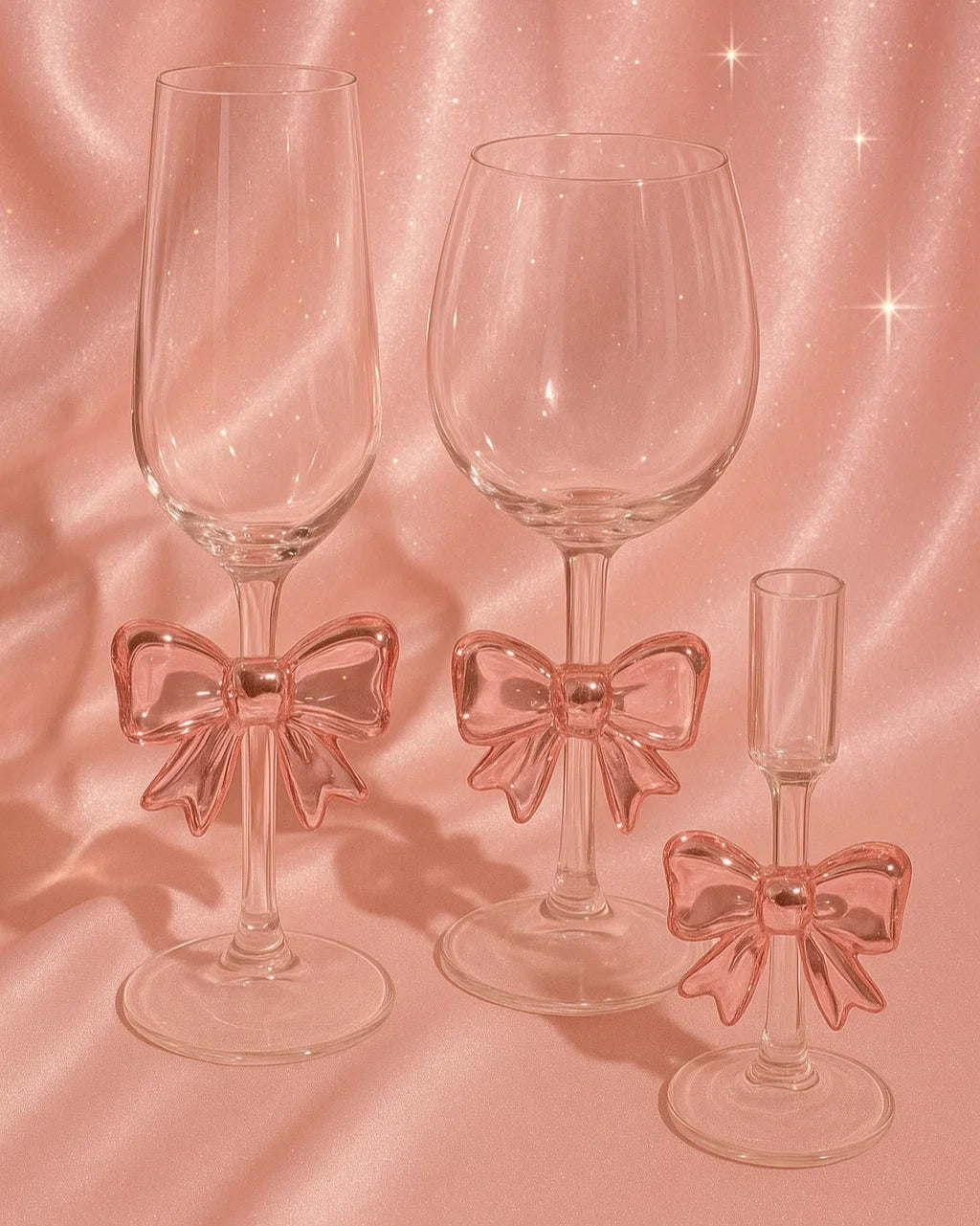 Pink Bow Glassware Set
