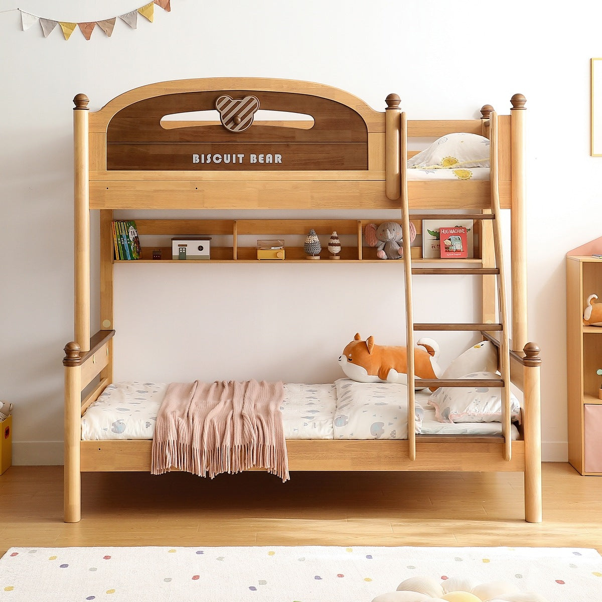 Biscuit Bear Bunk Bed with Foam Mattress for Kids' Safe Sleep and Play-0
