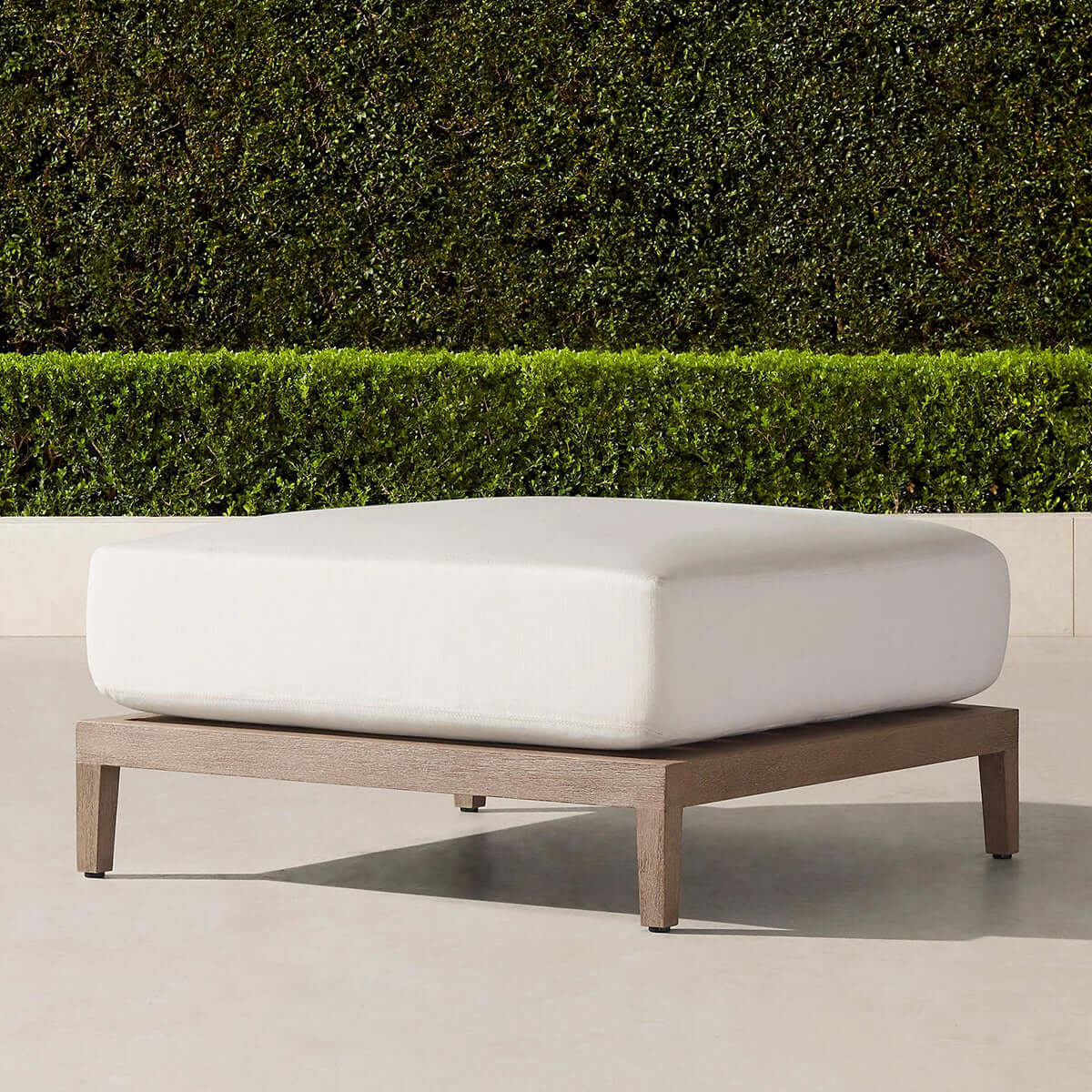 Teak Ottoman with Cushioning - Handcrafted Outdoor Lounge Accent Chair Footrest Seating-3