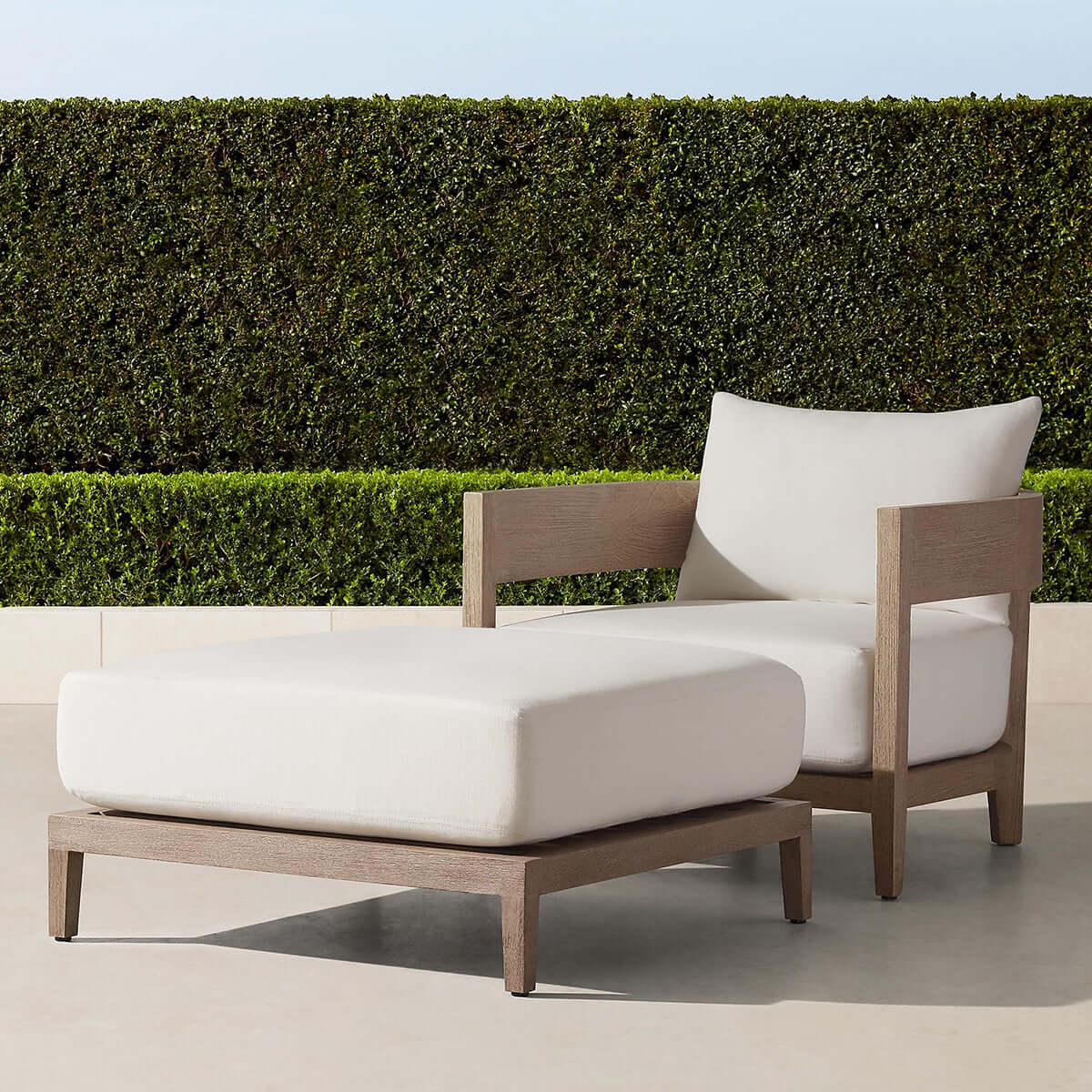 Teak Ottoman with Cushioning - Handcrafted Outdoor Lounge Accent Chair Footrest Seating-4