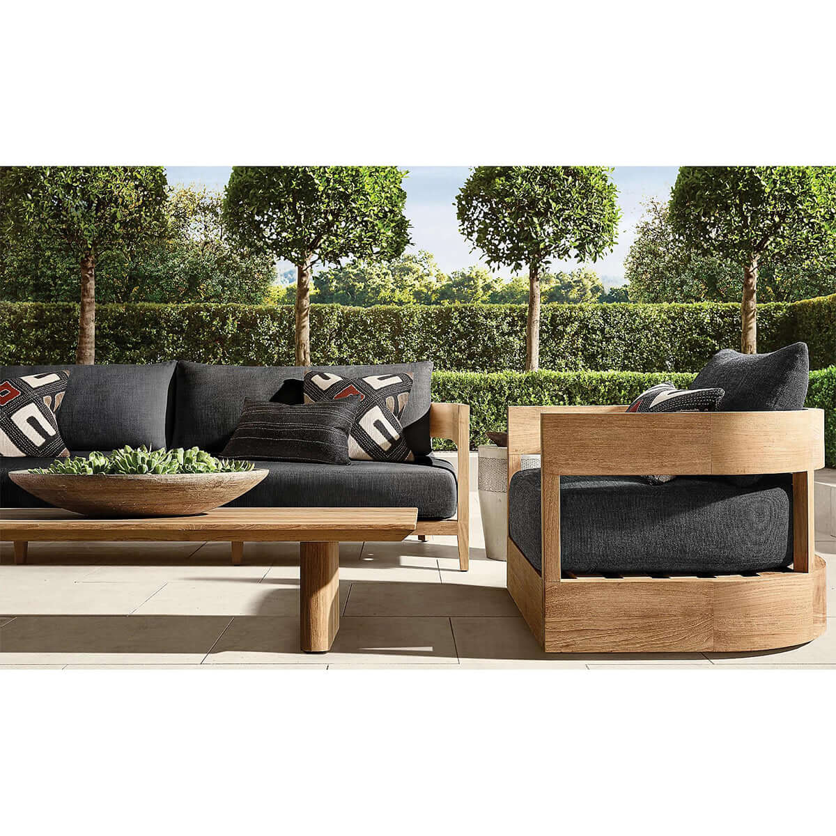 Teak Rectangular Coffee Table with Solid Wood Construction Outdoor Indoor Use-3
