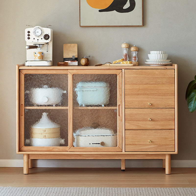 Imported Solid Wood Buffet Sideboard Dining Cabinet Sturdy Storage Compact Design-0
