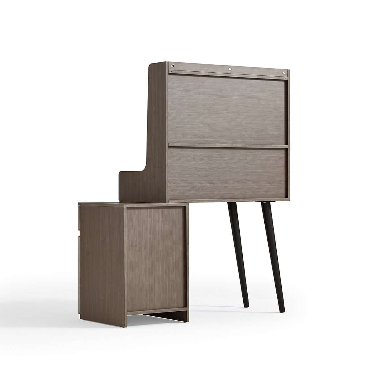 Cappuccino Taupe Grey Stool Set with Sliding Mirror Dressing Table-2