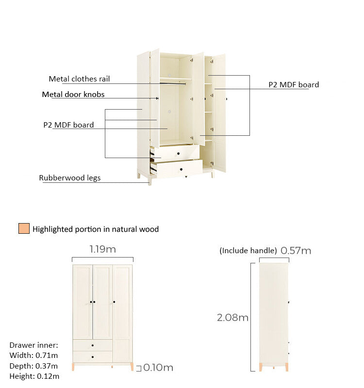 Julies Kids White Wardrobe Storage Cabinet with Multiple Compartments.-1