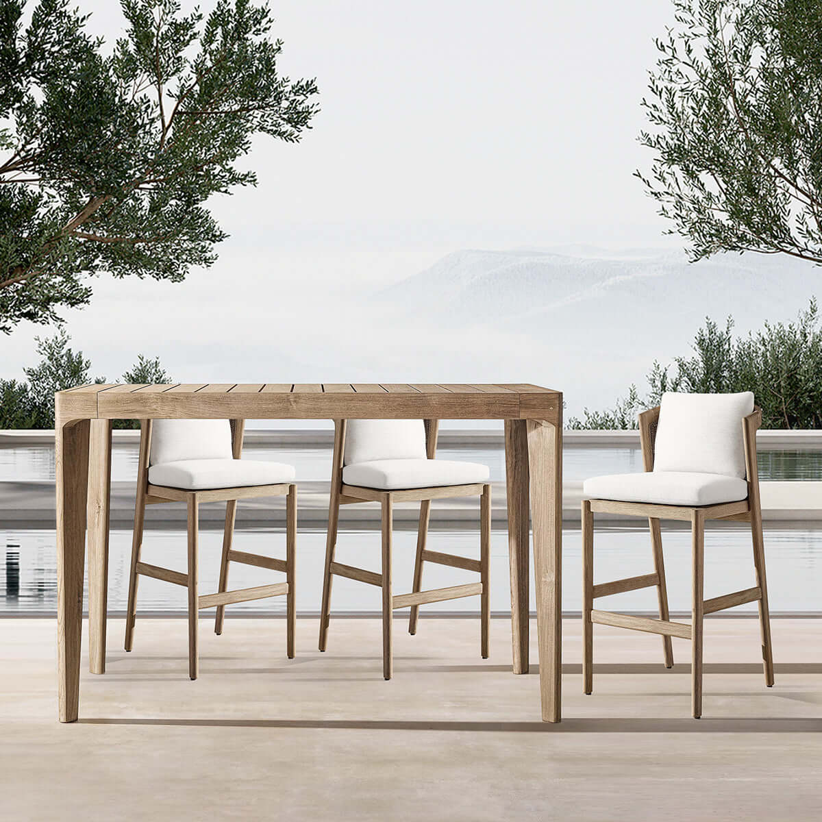 Teak Bar Counter Stool Solid Sustainable Wood Outdoor Furniture-6