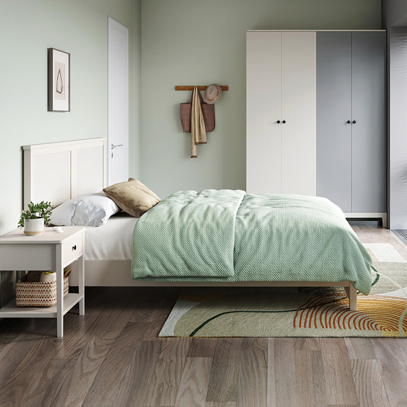 Cream Bed Set with Mattress and Headboard Minimalist Design-1