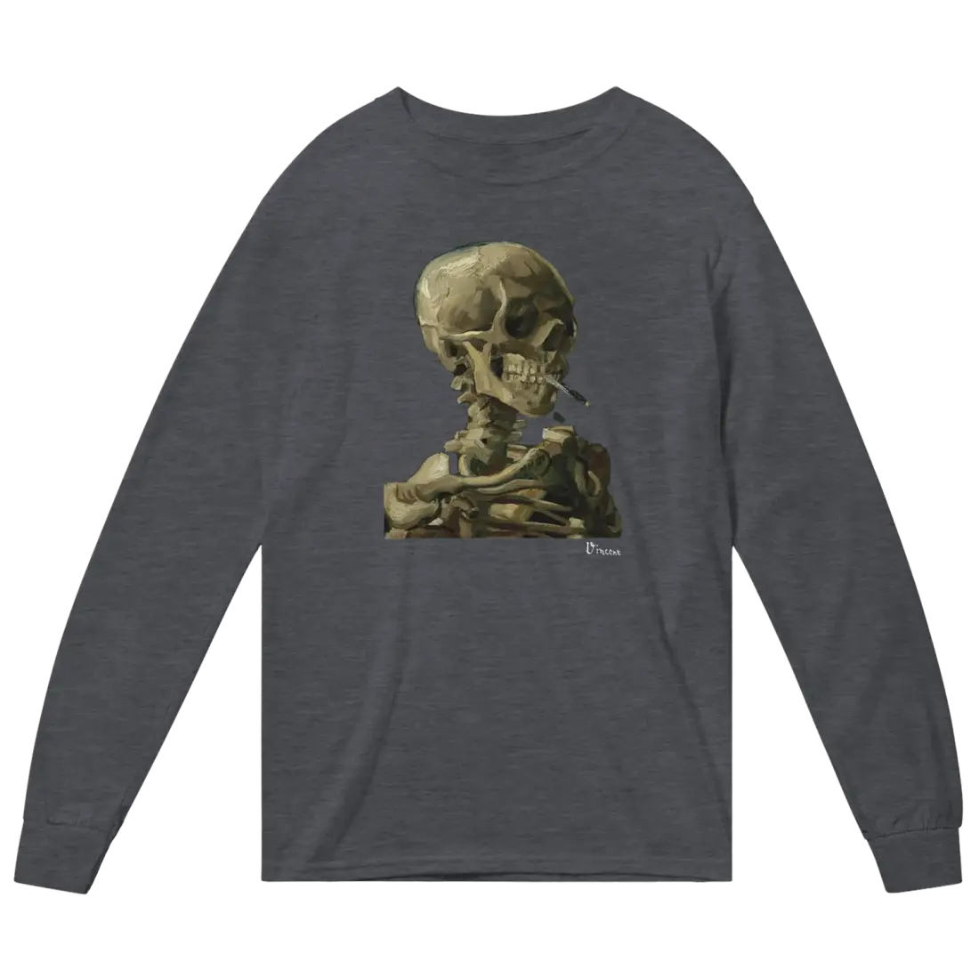 Van Gogh Skull Skeleton Art Long Sleeve T-Shirt-0