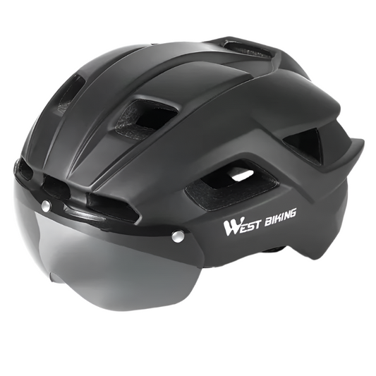 Ultralight Cycling Helmet with Magnetic Goggles LED Taillight Titanium-1