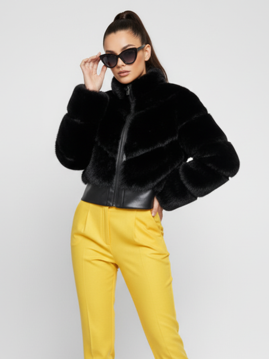 Short Faux Fur Jacket For Women, Flatiron, BYMANYC New York.-0