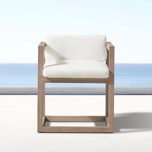 Teak Aviara Patio Dining Chair with Water-Resistant Foam and UV-Protection-0