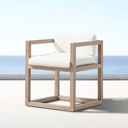 Teak Aviara Patio Dining Chair with Water-Resistant Foam and UV-Protection-1