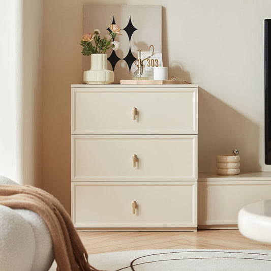 Beige 3-Drawer Storage Chest with Smooth Rails.-0