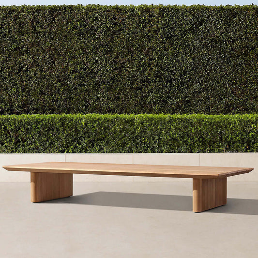 Teak Rectangular Coffee Table with Solid Wood Construction Outdoor Indoor Use-0