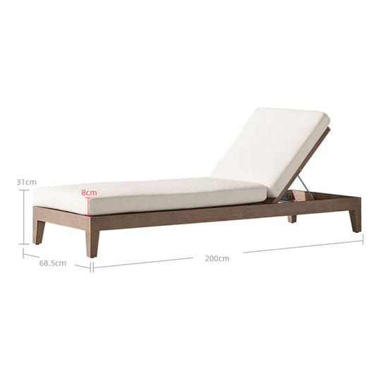 Teak Sun Lounger with Waterproof Fabric by Axelvision & Handcrafted Relaxation Outdoor Furniture-1
