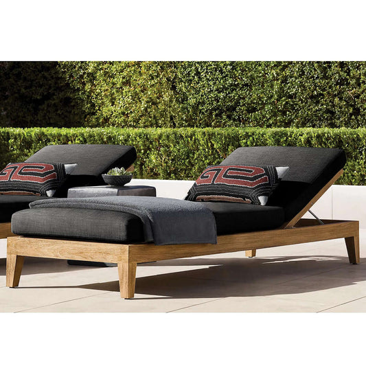 Teak Sun Lounger with Waterproof Fabric by Axelvision & Handcrafted Relaxation Outdoor Furniture-0