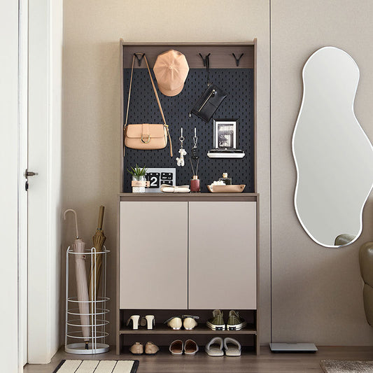 Taupe Cappuccino Coat Rack Cabinet with Storage-0