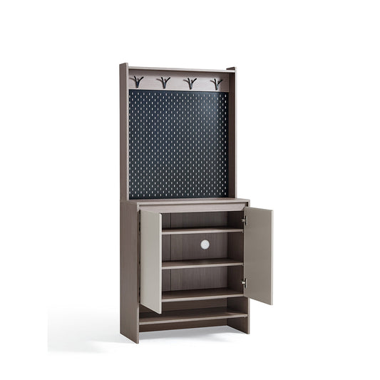 Taupe Cappuccino Coat Rack Cabinet with Storage-1