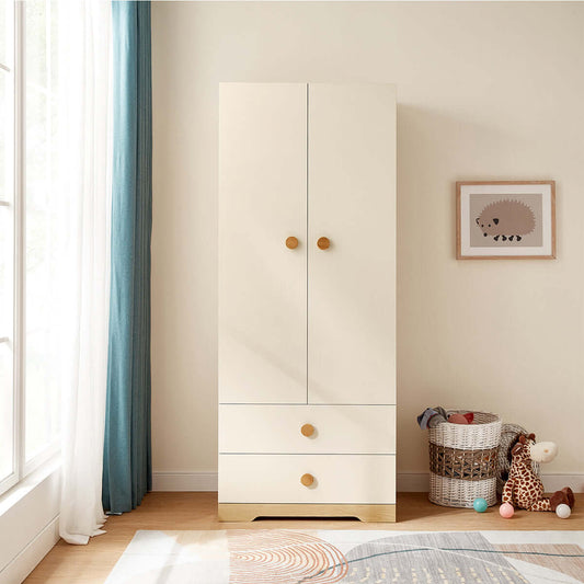 Contemporary Double Door Kids Wardrobe Storage Cabinet with 4 Shelves-0