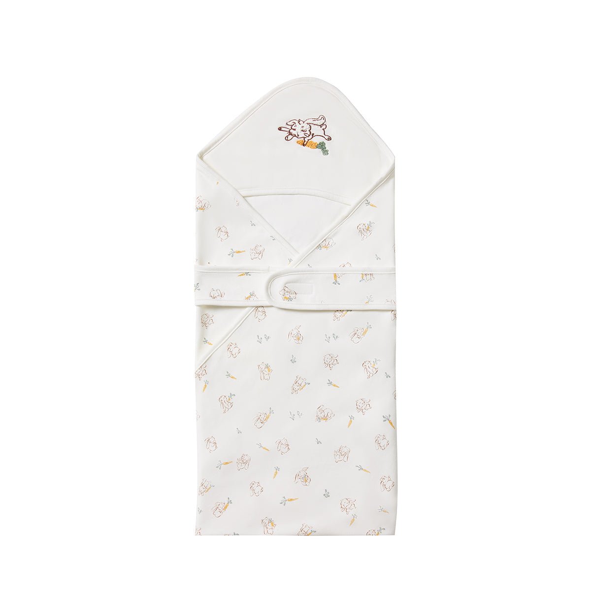 Newborn White Rabbit Face Cotton Swaddle Wrap Adjustable Light Cotton Baby Blanket-3