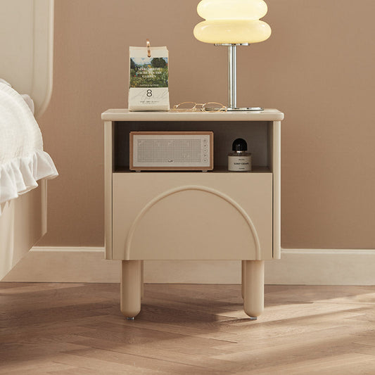 Solid Wood Light Storage Bedside Table with Drawer-0