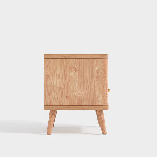 Nordic Storage Bedside Table with Compartments Wood Finish-1