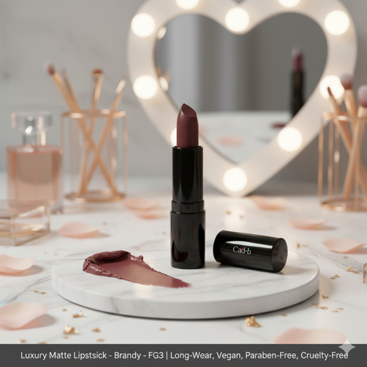 Luxury Matte Lipstick – Brandy – FG3 | Long-Wear, Vegan, Paraben-Free, Cruelty-Free