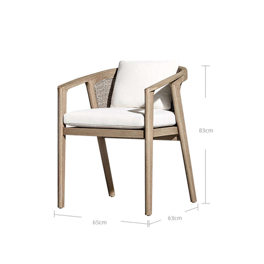 Teak Armchair with Handwoven Rattan & Weatherproof Cushions.-1