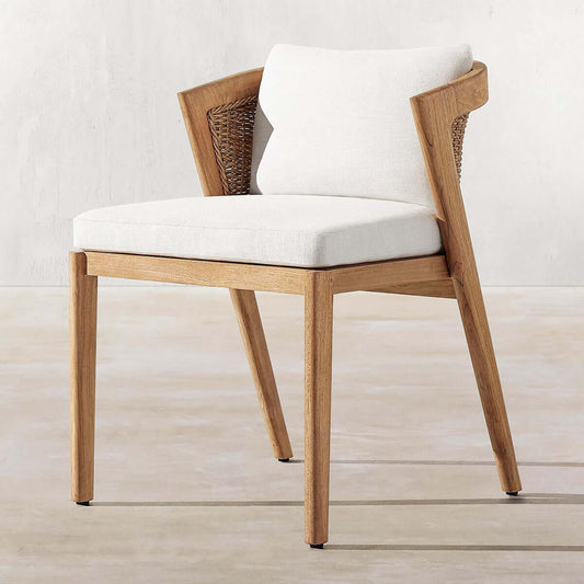 Teak Rattan Malta Chair Outdoor with Quick-Dry Cushions and UV Protected Fabric-0