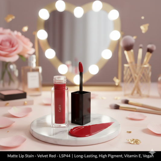 Matte Lip Stain – Velvet Red – LSP44 | Long-Lasting, High Pigment, Vitamin E, Vegan