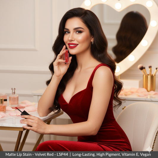 Matte Lip Stain – Velvet Red – LSP44 | Long-Lasting, High Pigment, Vitamin E, Vegan