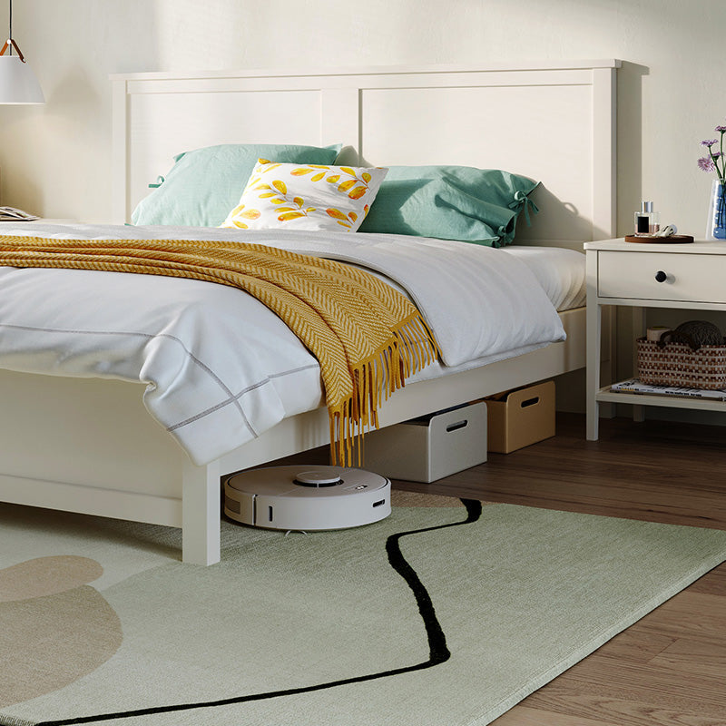 Cream Bed Set with Mattress and Headboard Minimalist Design-3