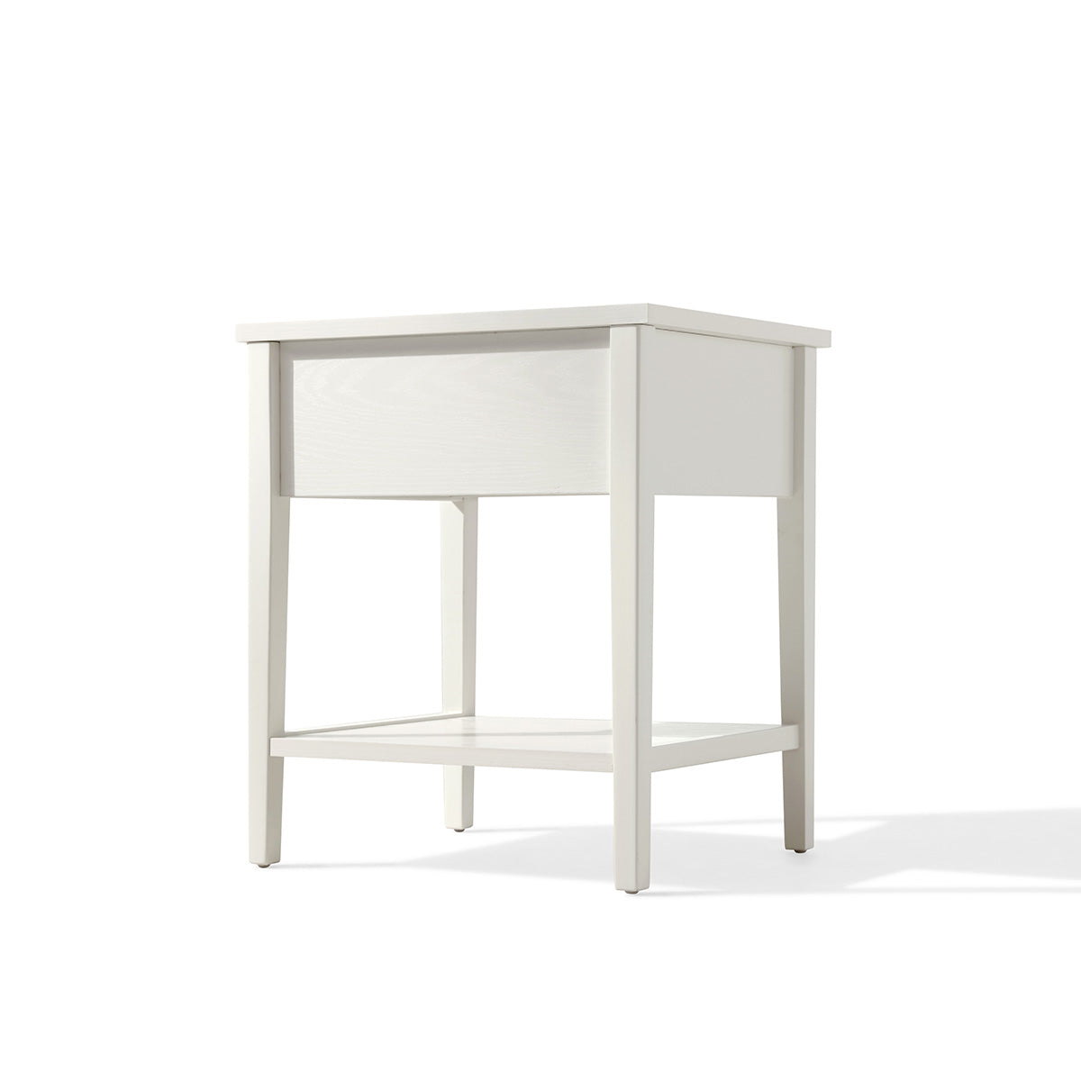 Minimalist Cream Storage Bedside Table with Dual Compartments-1