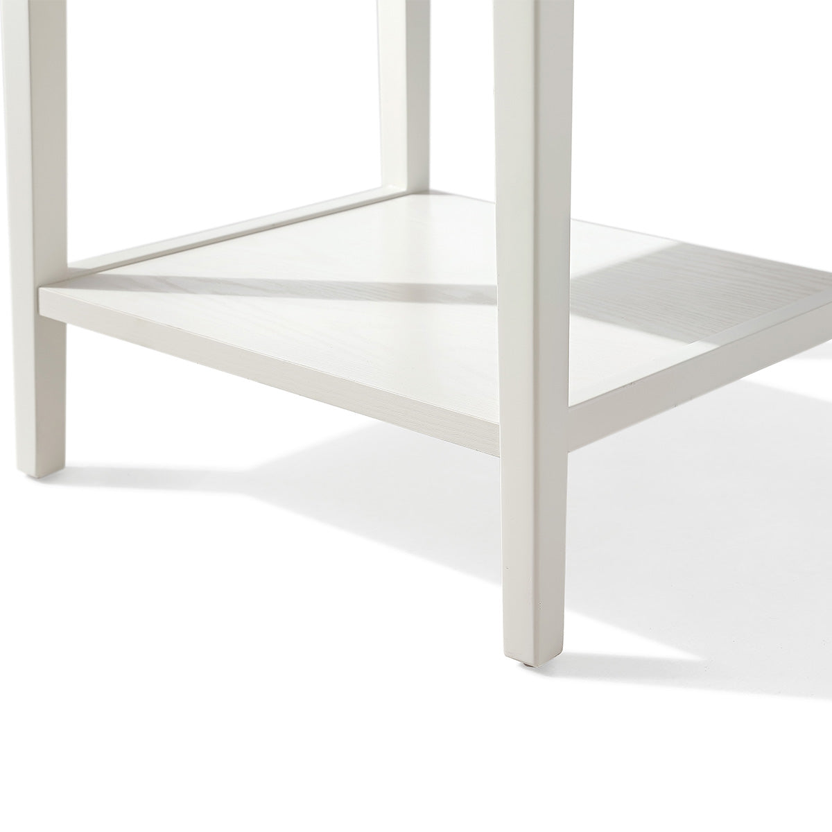 Minimalist Cream Storage Bedside Table with Dual Compartments-2