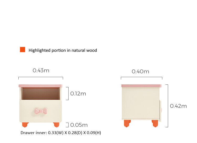 Princess Isabella Cream Pink Wooden Bedside Table with Storage Drawer-1