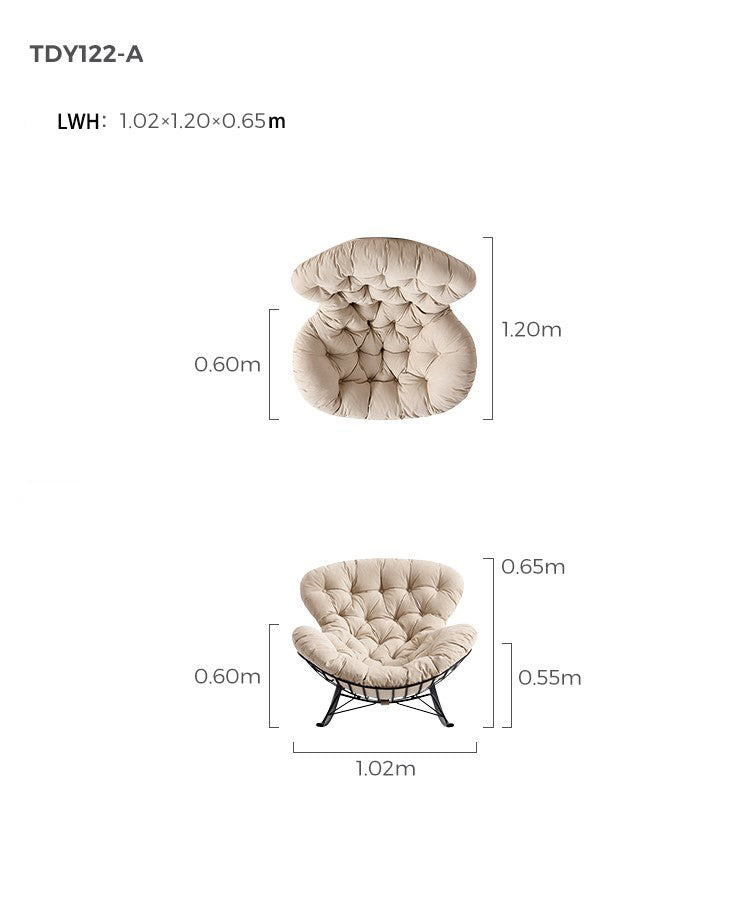 Suede Leather Reclining Lazy Rocking Chair with Built-in Steel Frame & White Goose Feather Cushion-4
