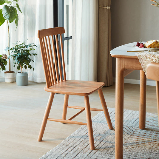 True Color Natural Dining Chair Set of 2 Spindle Back Windsor Design-1