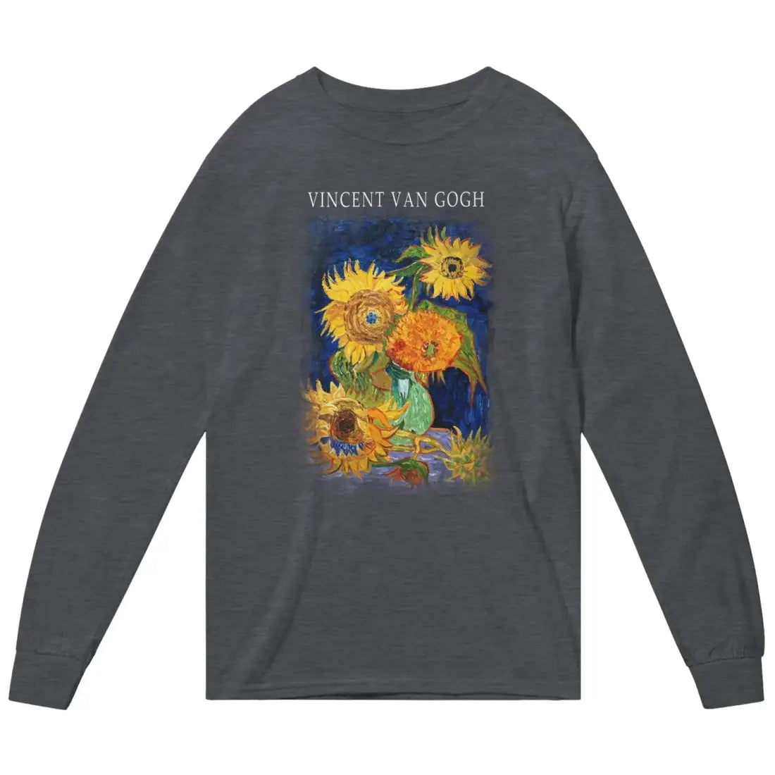 Vincent Van Gogh Five Sunflowers Artwork Long Sleeve Cotton Shirts-2