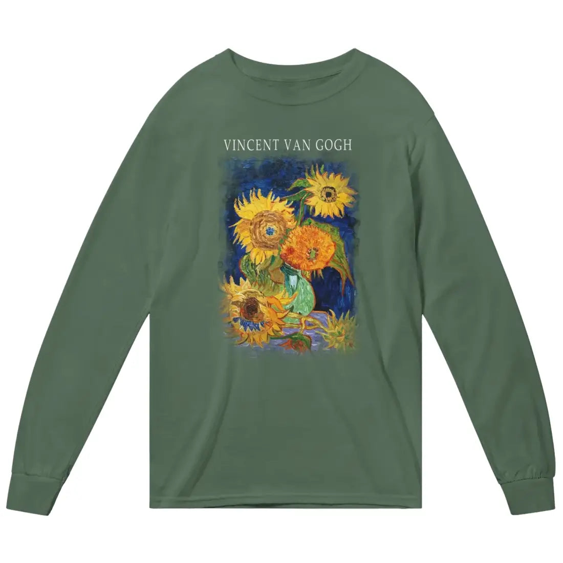 Vincent Van Gogh Five Sunflowers Artwork Long Sleeve Cotton Shirts-3