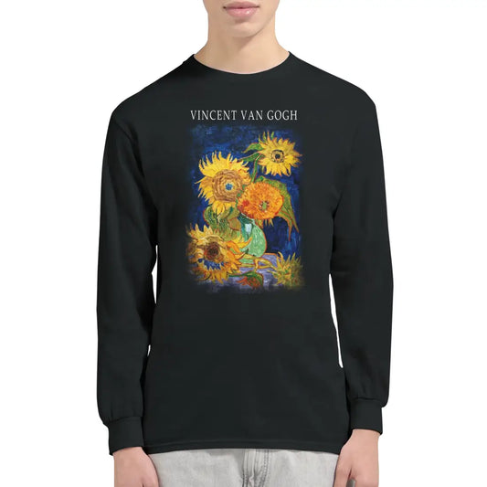 Vincent Van Gogh Five Sunflowers Artwork Long Sleeve Cotton Shirts-1